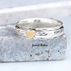 Floral Wedding Ring Set, Celebration Ring, Ring Unique Design, Silversmith Jewellery, Spinning Ring, Gold Heart Ring, Floral Engagement Ring, Worry Ring, Ring Heart