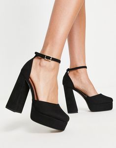 Shoes by ASOS DESIGN Dancefloor approved Pin-buckle fastening Square toe Platform sole High block heel Platform High Heel Shoes, Platform Block Heels, Trainer Heels, Block Heel Shoes, Platform High Heels, Charlotte Tilbury, Heeled Ankle Boots, Latest Fashion Clothes, Platform Heels