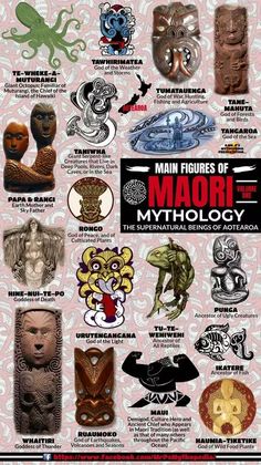 the main figures of major mythology are depicted in this poster, which shows them all different types