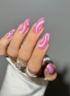 48 of The Best February Nails and February Nail Designs You Will Love Nails Making, Barbie Pink Nails, Heart Nail Designs, Press On Nails Medium, Easy Nails, Nails Medium