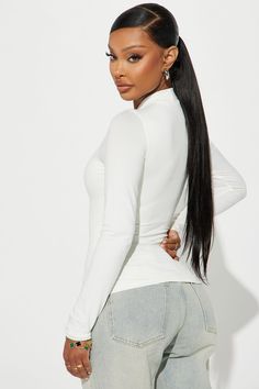 Available In Black, Off White, And Olive. Knit Top Mock Neck Long Sleeve Double Lined Stretch 96% Polyester 4% Spandex Imported | Cameron Double Lined Top in Off White size Medium by Fashion Nova White Fitted Mock Neck Top Trendy, White Fitted Mock Neck Top Trendy Style, Trendy Fitted White Mock Neck Top, Trendy White Fitted Mock Neck Top, High Stretch White Mock Neck Top, Off White Fashion, Mock Neck Long Sleeve, Basic Tops, White Fashion