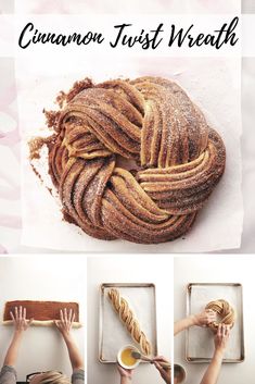 cinnamon twist wreath with instructions on how to make it