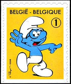 a postage stamp with an image of the smurf