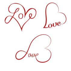 two hearts with the word love in red ink on a white background stock photo, images and