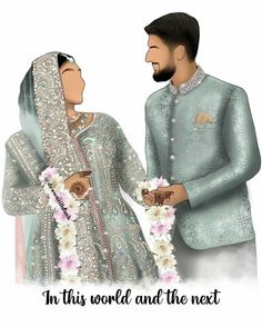 Bride Cartoon, Groom Cartoon, Faceless Portraits, Wedding Couple Cartoon