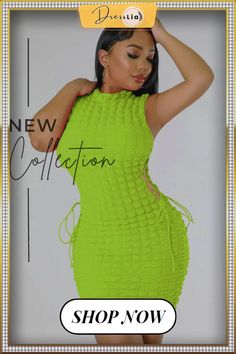 Chic Sleeveless Open Side Bandage Bodycon Dress Bandage Dress Bodycon, Round Neck Dresses, Bodycon Fashion, Fashion Flats, 1 Million, Women's Fashion Dresses, Dress Length, Sleeve Styles, Fashion Dresses