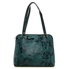 Add a charming piece to your handbag collection with this Anuschka hand-painted, genuine leather shoulder bag. With an all around zip entry, this bag securely stores all your day-to-day belongings. Its design offers plenty of pockets including one zippered wall pocket, one open wall pocket, one zippered partition pocket and two multipurpose pockets with gusset. Stylish and sweet, you'll love incorporating this shoulder bag into your wardrobe! Luxury Hand-painted Leather Bags, Luxury Hand Painted Leather Bags, Luxury Hand Painted Bags For Travel, Luxury Hand-painted Travel Bag, Luxury Hand Painted Travel Bag, Hand Painted Green Bags For Everyday, Everyday Use Hand Painted Green Bags, Anuschka Handbags, Slouch Bags