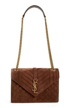 Brown Coffee, Woman Bags Handbags, Pull Through, Chain Strap, Designer Handbags, Calf Skin, Bags Handbags, Saint Laurent, Crossbody Bag