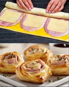 the process of making ham and cheese rolls