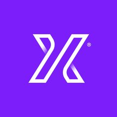 the letter k is made up of two white lines on a purple background, and it appears to be overlapping