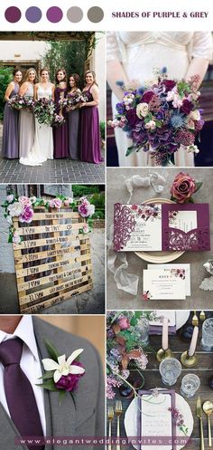 purple and grey wedding color palettes