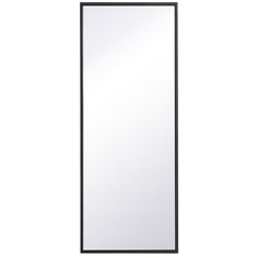 a tall mirror sitting on top of a white wall next to a black framed object