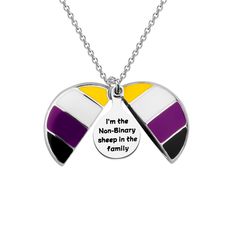 a necklace with the words i'm the non - binary sheep in the family on it