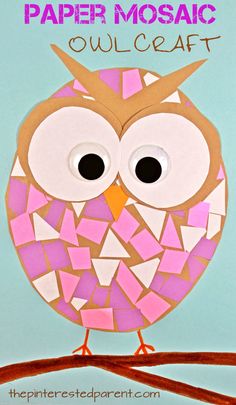 paper mosaic owl craft for kids to make