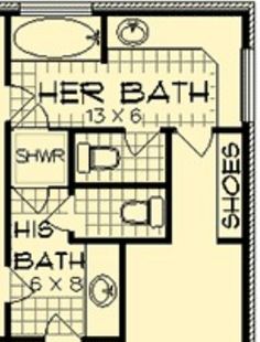 the floor plan for a two bedroom apartment with an attached bathroom and living room area