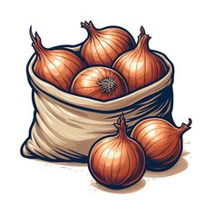 a bag full of onions sitting on top of a table