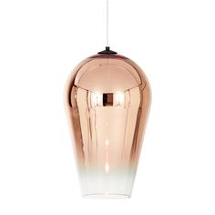 a copper colored light hanging from a ceiling