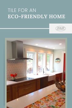 Kitchen backsplash choice is shown for an eco-friendly kitchen and home design. Villa Artisan Frost Ceramic Tile Backsplash, Art Nouveau Tile Backsplash, Green Ceramic Tile Perigold, Green Handmade Tile, Aquamarine Polished Ceramic Tile, Perfect Bathroom, Eco Friendly Home, Handmade Tile