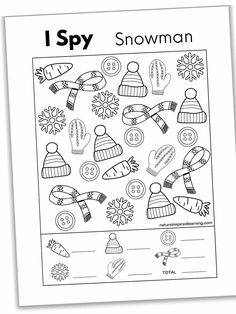 the i spy snowman worksheet is shown