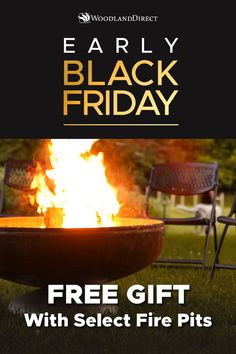 an outdoor fire pit with the words early black friday free gift with select fire pits