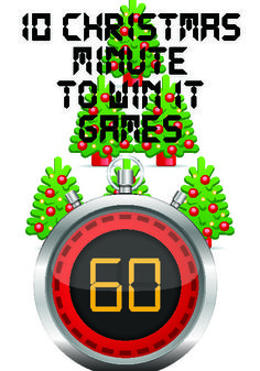 an alarm clock with christmas decorations around it and the words 60 christmas minute to limit games