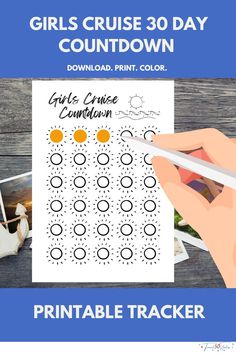 “30 Day Girls Cruise Countdown” is a digital PDF printable.   This printable is a fun and motivational way to count down to your Girls Cruise vacation. The countdown begins at day 30. Color in a circle, check mark each number, or x out each day as you count down to vacation. Use this cute tracker to keep the excitement going! 30 Day Countdown, Cruise Countdown, Vacation Countdown, The Countdown Begins, Countdown Begins, Check Mark, Day Countdown, Cruise Vacation, Etsy Printables