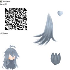 an anime character with long black hair and blue eyes is looking at the qr code