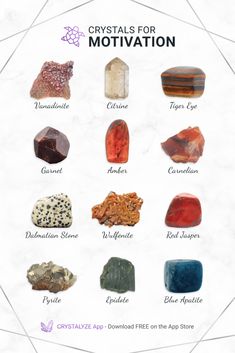 Crystals For Motivation, Gemstones Chart, Crystal Healing Chart, The Crystals