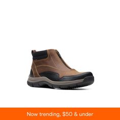 in stock Wide Heels, Slip On Boots, Dark Tan, Outdoor Shoes, Leather Slip Ons, Men's Collection, Tan Leather, Heel Height, Leather Upper