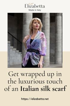 Introducing Elizabetta's luxury Italian silk scarves! These elegant women's accessories are designed to make you feel fabulous, no matter the occasion. From their soft silk texture to their rich, vibrant colors, these scarves are truly one-of-a-kind. Add a touch of Italian elegance and luxury to your wardrobe with this stunning accessory. Business Professional Outfits For Women, Mens Silk Scarves, Italian Silk Scarf, Luxury Silk Scarves, Business Professional Outfits, Silk Scarf Style, Sophisticated Outfits, Italy Outfits, Dapper Style