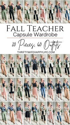 Teacher Wardrobe Capsule, Teacher Appropriate Outfits, Casual Teacher Outfits, Teacher Capsule Wardrobe, Appropriate Outfits, 60 Outfits, Teacher Outfits Fall, Business Casual Fall, Teacher Fits