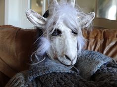 Masquerade mask goat head mask goat costume paper by MiesmesaBerni Goat Costume, Mysterious Photos, Mascara Papel Mache, Fairytale Costume, Goat Mask, Pig Mask, Mask Paper, Mask Cat, Pig Costumes