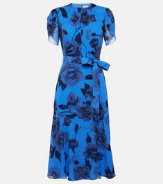 Find ERDEM Floral Silk Midi Dress on Editorialist. Material: 100% silk. Care instructions: dry clean. Made in Bulgaria. Designer color name: Lupin Blue. Lining: 100% silk. Closure: zipper, hook fastening, button fastening, belted waist. Detachable belt. Blue Silk Chiffon Summer Dress, Blue Silk Chiffon Evening Dress, Fitted Silk Crepe Summer Dress, Blue Silk Summer Dress, Blue Silk Chiffon Dress, Silk Blue Maxi Dress For Cocktail, Blue Silk Chiffon Formal Dress, Chic Blue Silk Maxi Dress, Blue Silk Dress For Spring Formal