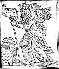 an old drawing of a man holding a sign with the words,'we are going to