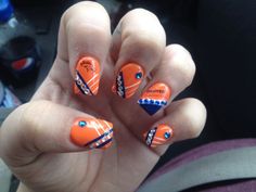 Denver Nuggets Nails, Denver Nails, Tiger Nail Art, Sports Nails, Football Nails