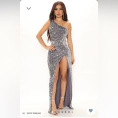 Never Worn Still Has Tags, Size Small From Fashion Nova Silver Sequin Dress, Dress Velvet, Sequin Maxi, Sequin Maxi Dress, Fashion Nova Dress, Loungewear Women, Curve Dresses, Silver Dress, Stretch Dress