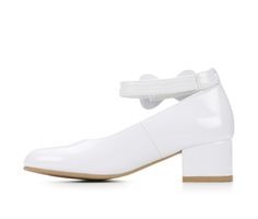 Velcro strap closure for an easy & secure fit, Lightly padded footbed, Breathable fabric lining, Cushioned insole for added comfort, Durable texture outsole | Girls' Rachel Shoes s Delainey Dress Shoes in White Patent Leather Size 1 - Little Kid Spring Synthetic Mary Janes With Ankle Strap, Spring Flat Heel Synthetic Mary Janes, Spring Mary Janes With Removable Insole, Medium Width, Spring Mary Janes With Padded Heel And Round Toe, White Mary Janes With Heel Strap For Spring, White Mary Janes With Buckle Closure For Spring, White Mary Janes With Ankle Strap And Removable Insole, Spring Ankle-high Mary Janes, White Adjustable Round Toe Heels