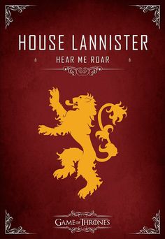 the house lannister game of thrones poster is shown in red and yellow