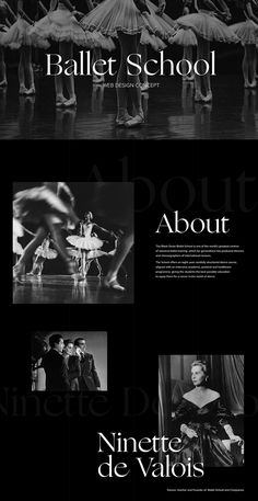 an advertisement for ballet school with black and white images