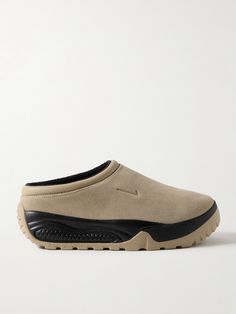 Nike revives its archival 'ACG Rufus' sneakers, which debuted in 2011. This latest version is designed with leather-trimmed suede uppers subtly debossed with 'Swoosh' logos and set on bouncy foam midsoles. Modern Suede Sneakers With Textured Sole, Nike Suede Sneakers For Streetwear, Functional Suede Sneakers For Streetwear, Suede Low-top Sneakers Athleisure, Sporty Suede Sneakers With Leather Trim, Nike Acg, Raffia Bag, Fresh Shoes, Ballet Pumps