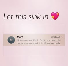 an email message is displayed on a cell phone with the message'let this sink in '