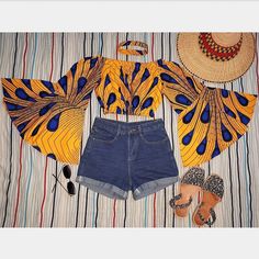 Africa Fashion Style, African Tops, Style Africain, Ghanaian Fashion, Blue Bell, Off Shoulder Crop Top