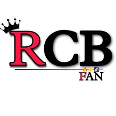 the rcb fan logo is shown in black and red, with a crown on top