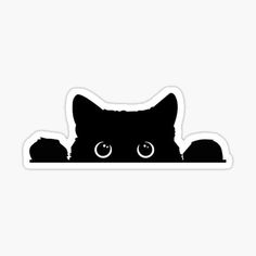 a black cat with big eyes sticker