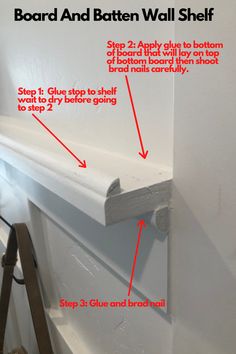 the bottom half of a wall shelf with instructions on how to install it