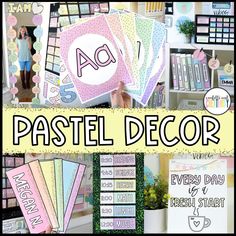 a collage of pastel decor with the words pastel decor on it and various pictures