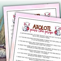 two children's books with the title axoloi pass the prize