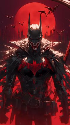 a batman with bats and blood on his chest