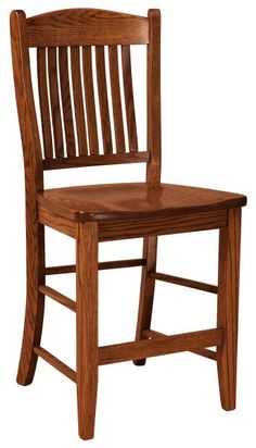 a wooden chair that is sitting up against a white background