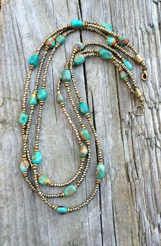 Boho Necklaces, Necklace Turquoise, Necklace Boho, Bead Jewellery, Multi Strand Necklace, Bijoux Diy, American Jewelry, Jewelry Creation, Strand Necklace